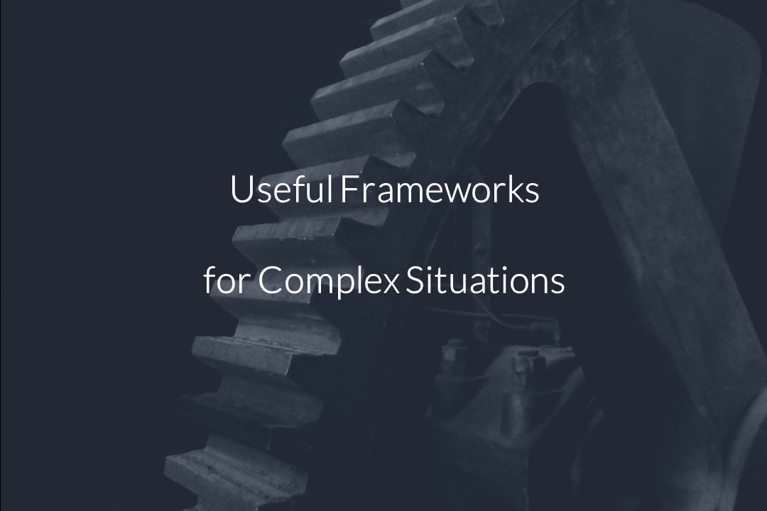 An image featuring the title of the article "Useful Frameworks for Complex Situations".